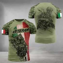 Camo Italy Flag T-Shirt für Männer Italienisch 3D-gedrucktes T-Shirt Klassiker kurzärmeliges T-Shirt Übergroße Sport Camouflage Tops