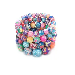 Novas correntes de impressão FIMO Bracelets para mulheres Flores de cerâmica macia Brilhas embrulhadas moda de moda artesanal