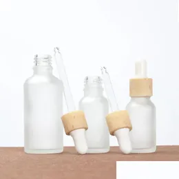 Упаковочные бутылки Оптовая банка с имитированной бамбуковой крышкой 30 мл капельницы пустое заработанное косметическое контейнер для флакона.