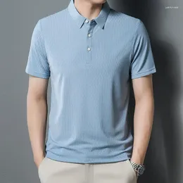 Herrpolos modemärke solid polo skjorta kort ärm sommarkrage lös monterad manlig koreansk kläder femme toppar