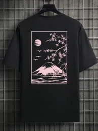 東京桜山富士名簿tシャツメンズファッションティー衣類夏のカジュアルトップヒップホップルーズTシャツ240510