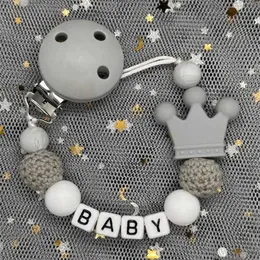 Schnullerhalter Clips# benutzerdefinierter Name Baby Nippel Clip Kette Silikon Perlenzähne Spielzeug Personalisierte Name Klammer Englisch Name Nippelkette Geschenk D240521