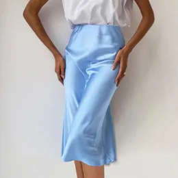Jocoo Jolee Женщины элегантные атласные юбки Bodycon. Случайная высокая талия