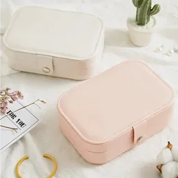 Fashion Makeup Organizers Travel Jewelry Zipper Case Boxes PU Leather Portable Earrings Necklace Ring Jewelry Box