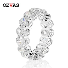 OEVAS 100% 925 Стерлинговое серебряное серебристое овальное обручальное кольцо с высоким содержанием углерода.