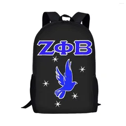 Backpack Zeta Phi beta personalizada Mulheres legais Meninas Moda Bolsas de escola personalizadas zíper durável