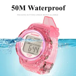 Schwimmelektronische LED -Uhr Digital Sport 5Bar Waterfeste Uhren für 3 bis 12 Jahre alte Jungen Mädchen Casual Baby Clock Geschenk 602 240517