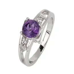 Bankle Purple Amethyst Ring für Frauen Sier Band 60mm Kristall Engagement Design Februar Geburtsstein Schmuck R016Pan Cluster Ringe5596 Dhugb