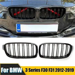 أخرى الإكسسوارات الخارجية الشبكة الأمامية للسباق الأمامي الرياضة الشواية اللمعان السوداء مزدوجة الشريحة الكلى لسيارات BMW 3-Series F30 F35 2012-2019 T240520