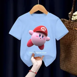 T-shirt Kids Kirby Super Star Tshirt Set Children Girl Cartoon Tees Anime Summer Boys Goids Girls Of Ock Short Short Short Maniche Gift Y240521