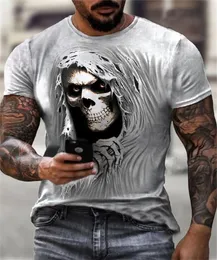 Cape Skull Pattern 3D Printed T Shirt Visual Impact Party Shirt Punk Goth Round Neck Highquality American Muscle Style Short Slee6322879