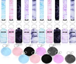 Keychains 30pcs Marmor Chapstick Halter Schlüsselketten Lippenset Armband Lanyard Pom Charms7055886