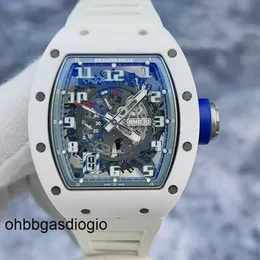 Richamills Watch Millles Watches RM RM030AO Global Limited Edition of 50 White Ceramic Grey Blue Color Hollow Out Dial Watches Automático RR RR