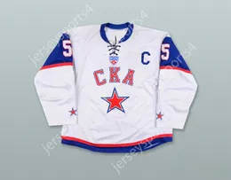 Custom Vitali VisHnevsky 5 Ska st.Petersburg White Tie Down Hockey Jersey Top Sgened S-M-L-XL-XXL-3XL-4XL-5XL-6XL