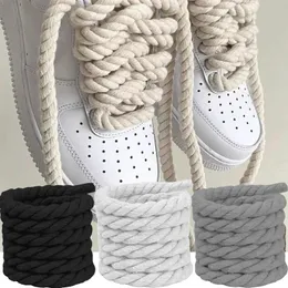 2PCS 120160CM Thick Cotton Line Weaving Twisted Rope Bold Shoelaces Women Men Sneakers Lowtop Canvas Shoe Laces Strings 240521
