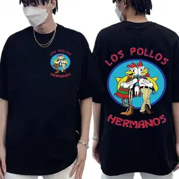 TV Dizisi Breaking Bad Los Pollos Hermanos Çift Taraflı Baskı Tişörtleri Komik Tavuk Kardeşler Erkekler Pamuk T-Shirt Street Giyim N3ZT# B0