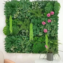 装飾的な花60x40cm人工緑色の壁の風景ホームガーデンジャングル装飾偽の植物プラスチック芝生装飾パネルフェンス