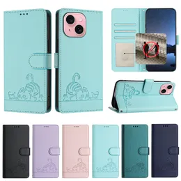 SE4 CAT PU Leder Brieftaschenhüllen für iPhone SE 4 15 Plus 14 13 12 11 Pro Max x XR XS 8 7 6 niedliche schöne ID -Karten -Karten -Pu -Flip -Cover -Fotorahmen -Mobiltelefon -Buchbeutelgurt