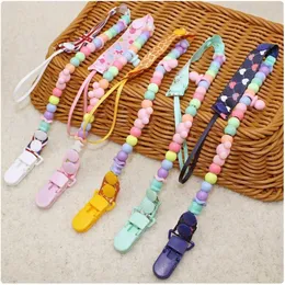 Schnullerhalter Clips# Baby Schnullerklammer mit verstellbarer Anti -Verlustkette Weiche Zahnspielzeug für Mädchen und Jungen Cavai Colored Perlen Wobbengürtel Babyversorgungen D240521