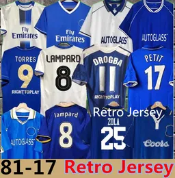 CFC 2011 Jersey de futebol retro Lampard Torres Drogba 11 12 13 Final 94 95 96 97 98 99 Camisas de futebol Camiseta Wise 03 05 06 07 08 Cole Zola Vialli 07 08 01 03 Hughes Gullit 888