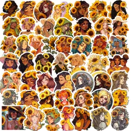 50pcs Sunflower Girls Aufkleber Neues kreatives Cartoon Yellow Flower Girl Sticker Graffiti DIY Abziehbilder in Schüttung