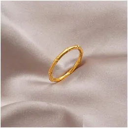 Anelli di fascia Gioielli di moda Simple Bamboo Joint Titanium Steel Finger Ring per la consegna dhgarden dhk0q