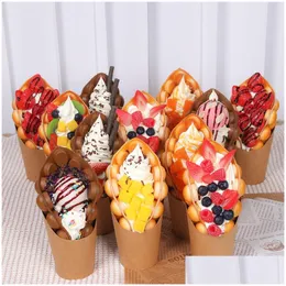 Other Event Party Supplies Simation Egg Waffle Model Display Prop Fake Food Ice Cream Eggettes Puff Bubble Window Decor Drop Delivery Otlpd