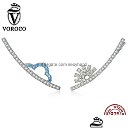 기타 Voroco 도착 S925 시어 컬러 귀여운 펭귄 스터드 이어링 지르콘 스톤 패션 한 Korean Jewelry 20214304568 Drop D Dhdyz