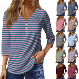 Magliette da donna 3/4 maniche per donne grafiche grafica grafica plus size pullover di base eleganti camicette giovanili di tipo slim roupas femminina