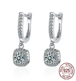 Gerçek 925 Sterlingsilverjewelry Crystal CZ Zirkon Charm Saplama Küpe Küpe Küpe Küpe Küpe Kuyumcusu XEH6264024151