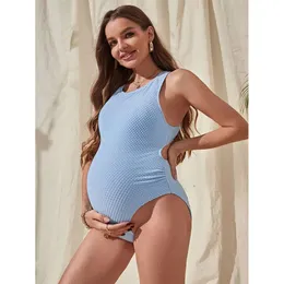 Women's One-piece Swimsuit For Pregnant Women 2023 Summer Solid Color Backless Bathing Suit Maternity Clothing