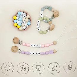 Emzik Tutucular Klipler# Bebek emziği için kişiselleştirilmiş isim klips ahşap kukla meme nipel standı klipsli silikon dişler yenidoğan özelleştirilmiş hediye diş oyuncak D240521