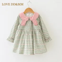 Mädchenkleider lieben DDMM Girls Kinder lässig gestreifte Kleiderpuppenkragen süße Kinder Kleidung Baby Prinzessin Kostüme Outfits