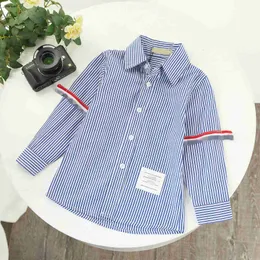 Üst bebek gömlek dikey şerit tasarım erkekler ceket boyutu 90-160 cm erkek elbise gömlek çocuk tasarımcı kıyafetleri çocuk bluzları dec05