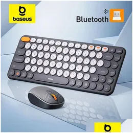 Möss Baseus Mouse Bluetooth Wireless Computer Tangentboard och Combo med 24 GHz USB -mottagare för PC Tablet Laptop 231030 Drop Delivery Com OTCLS
