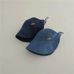 Yaz retro çocuklar denim boş üst kapaklar erkek kız bebek katı büyük saçaklar başsız çocuk pamuk şapka bebek gündelik güneş koruyucu şapka 240521