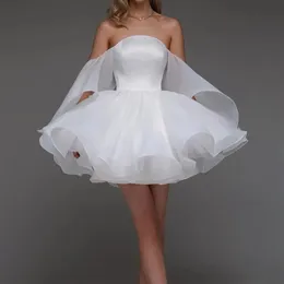 Verngo Schulter -Abschlusskleid Mini Bio -Frauenkleid trägerloser Spitze Prinzessin Abendkleid 240517