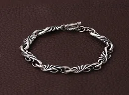Personalizados 925 jóias de prata esterlina antiga prata americana europeia designer artesanal de rolagem de link de link de pulseiras para homens w8427450