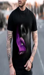 Red Lip Printing 3D Impressão 3D T-shirt Impact Visual Party Top Streetwear Punk Gothic Round Pescoço de alta qualidade Aman Muscle Sleeves3041066
