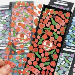 KPOP Hologramm Rosenaufkleber - Niedliche Korean -Deco -Seal in verschiedenen Farben - glänzend Romantik für Toploader und Scrapbooking
