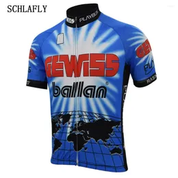 Giacche da corsa maglie cicliche blu estate maniche corta retrò bici indossare abbigliamento da jersey road schlafly top