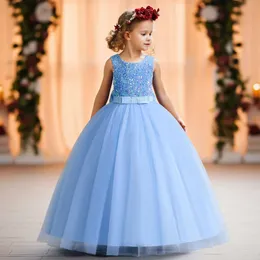 12 14yrs Girls Princess Pageant Long Bridesmaid Kids Ball Gowns Bashing Children Giorni Paesaggio Abito senza schienale