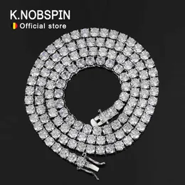 KNOBSPIN 925 Sterling Silver Double Lock Tennis Necklace D VVS1 Diamond with GRA Certificates Neck Chain Fine Jewelry 240515