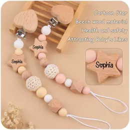 CLIPS CLIPS PACIFICATORE# Nome personalizzato del passeggino per bambini a cinque stelle a punta ad anello in legno in legno in legno clip clip dente della catena del dente Clip dente regalo D240521