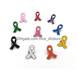 Pins Broschen rosa Ribbon Brustkrebs Emaille rot grün gelb lila weiß blau schwarange orange rosrosenprevent