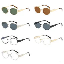 Designer solglasögon för kvinnor universal polariserade ovala metall solglasögon liten runda sexiga små ögonmewear occhiali lunetter de soleil