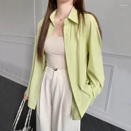 Frauenblusen Hsa 2024 Frühling Koreanisch Fauler Stil Solid Conbon Farbe Langarm Shirt JCKET CAMISAS MUJER