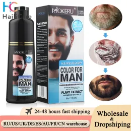 200ml Natural Permanent Beard Dye Shampoo Long Lasting Beard Coloring For Men Removal White Grey Hair Color Cover Beard Care