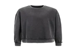 Oneck Vintage Wash Plain Ciemne szare zimowe rękawy z kapturem Hip Hop Streetwear Bluza Top Mężczyźni kobiety unisex pullovers9933770