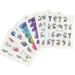 Naklejki do paznokci 14 Sheet/Set Water-Transfer Prosta naklejka z atramentem francuska atrament kwiat akwarela akwarela Slowers Manicure Tattoo Stirey##